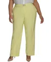 Dkny Plus Size High-rise Straight-leg Ankle Pants In Light Lemon