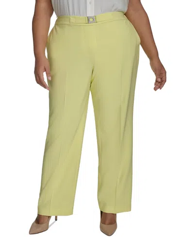 Dkny Plus Size High-rise Straight-leg Ankle Pants In Light Lemon