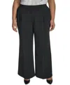 Dkny Petites Womens High-rise Draped Wide Leg Pants In Black