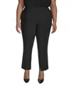 Dkny Plus Size Mid-rise Zipper-pocket Split-hem Pants In Black
