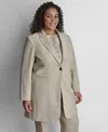 Dkny Plus Size Notch Collar Buttoned Jacket In Neutral