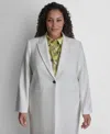 Dkny Plus Size Notch Collar Buttoned Jacket In Gray