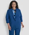 Dkny Plus Size Notch Collar Jacket In Blue