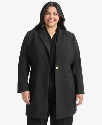 Dkny Plus Size One-button Blazer In Black