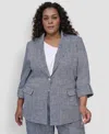 Dkny Plus Size One-button Roll-tab-sleeve Jacket