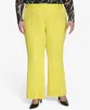 Dkny Plus Size Pintucked Flared Pants In Acid Yellow