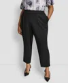 Dkny Plus Size Pleated Ponte Ankle Pants In Black