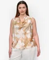 Dkny Plus Size Printed Cowlneck Sleeveless Blouse In Nude