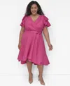 Dkny Plus Size Surplice Flutter-sleeve Fit & Flare Dress