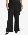 Dkny Petites Womens High-rise Draped Wide Leg Pants In Black