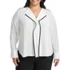 Dkny Plus Womens Control Top Chiffon Blouse In White