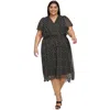 Dkny Plus Size Dot-print Crinkle-chiffon Smocked Midi Dress In Black