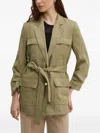 Dkny Pocket Belted Jacket In Green