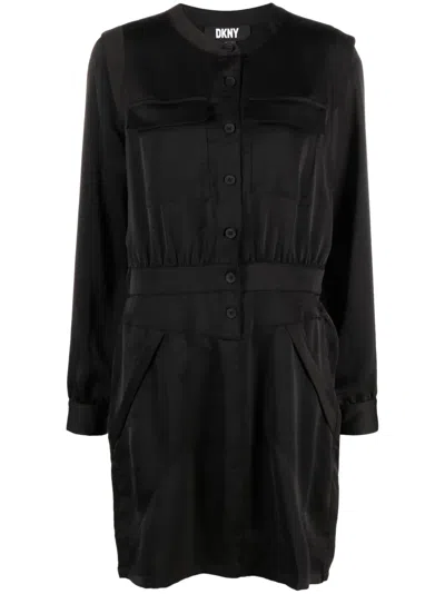 Dkny Pocket Midi Dress In Black