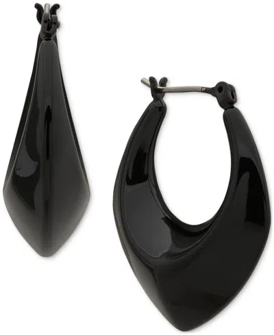 Dkny Pointed Puffy Medium Hoop Earrings, 1.18" In Black