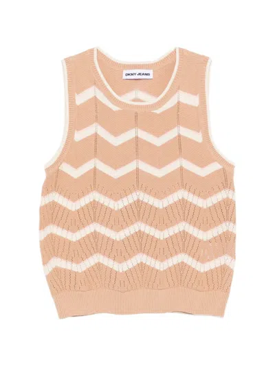 Dkny Pointelle-knit Top In Nude