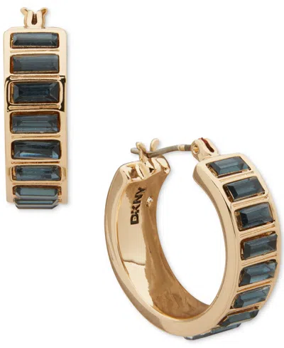 Dkny Polished Stone Hoop Earrings In Gold