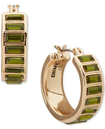 Dkny Polished Stone Hoop Earrings In Gold