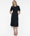 Dkny Polka-dot Midi Dress In Black