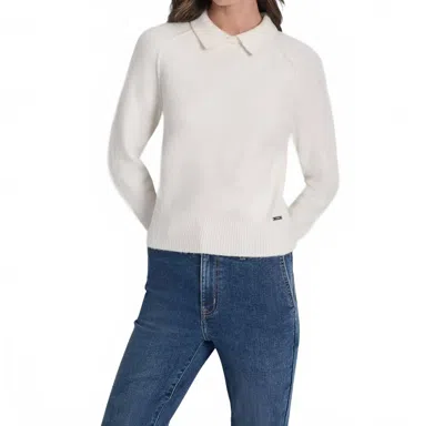 Dkny Polo Sweater Pullover - Petite In Ivory In White