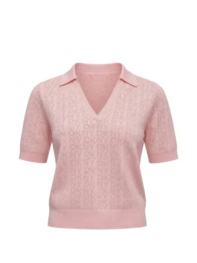 Dkny Polo-collar T-shirt In Pink