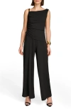 DKNY POLY RUCHED SLEEVELESS WIDE LEG JUMPSUIT