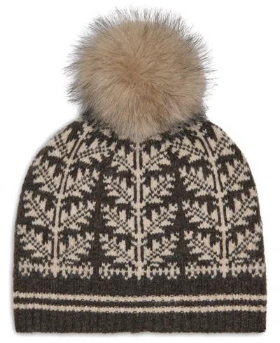 Dkny Pom Pom Fair Isle Inspired Beanie In Tobacco