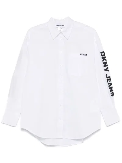 Dkny Poplin Button-down Shirt In Neutrals