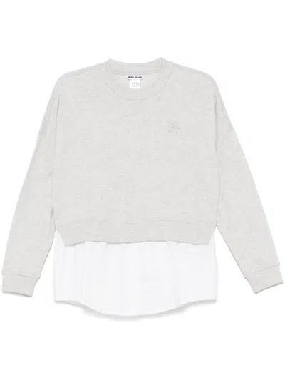 Dkny Poplin-insert Sweatshirt In Grey