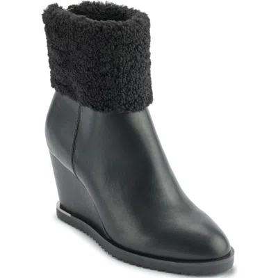 Dkny Powell Faux Shearling Lined Wedge Boot In Black