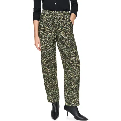 Dkny Print Barrel Leg Sanded Twill Pants In Black