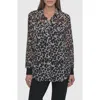 Dkny Women's Chiffon Animal-print Semi-sheer Blouse In Spring Animal Ivory