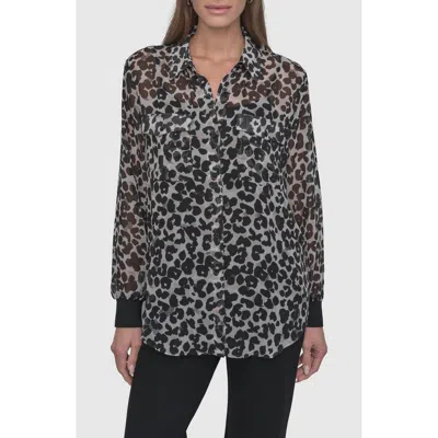 DKNY DKNY PRINT CHIFFON TUNIC SHIRT