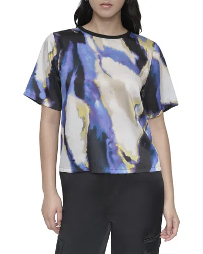 Dkny Print Crewneck Top In Multi