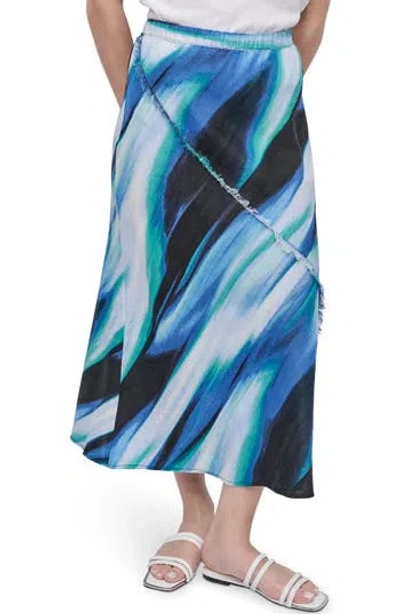 DKNY DKNY PRINT FRAY LINEN MAXI SKIRT
