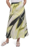 Dkny Print Fray Linen Maxi Skirt In Linen Mult