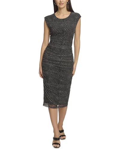 Dkny Print Mesh Dress In Black