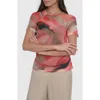 Dkny Print Mesh Top In Red