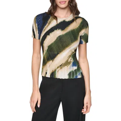 Dkny Print Mixed Rib Sweater In Multi