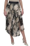 Dkny Print Pleated Asymmetric Midi Skirt