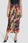 Dkny Print Plissé Midi Skirt In Multi