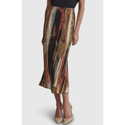 Dkny Print Plissé Skirt In Paint Stroke