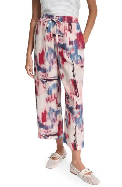 Dkny Print Pull-on Linen Pants In Multi