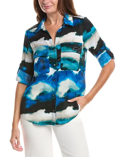 Dkny Print Roll Tab Shirt In Multi