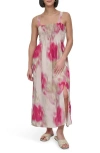 Dkny Print Rumple Voile Sleeveless Maxi Dress In Multi