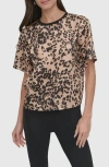 Dkny Print Scarf Twill Short Sleeve Top In Multi