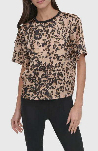 Dkny Print Scarf Twill Short Sleeve Top In Multi