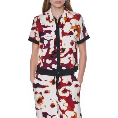 Dkny Print Short Sleeve Button-up Shirt In Multi
