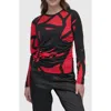 Dkny Print Side Ruched Top In Brushed Marble