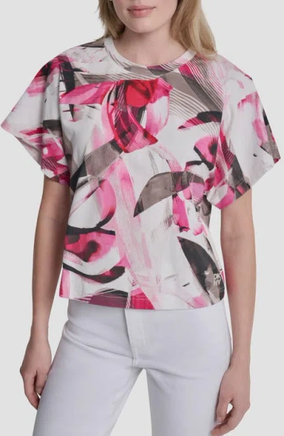 Dkny Print Tee Shirt In Pink